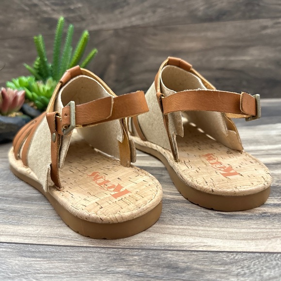 NIB Korks by Kork Ease Sawyer Slingback Strappy Flat Sandal Tan - Picture 8 of 13